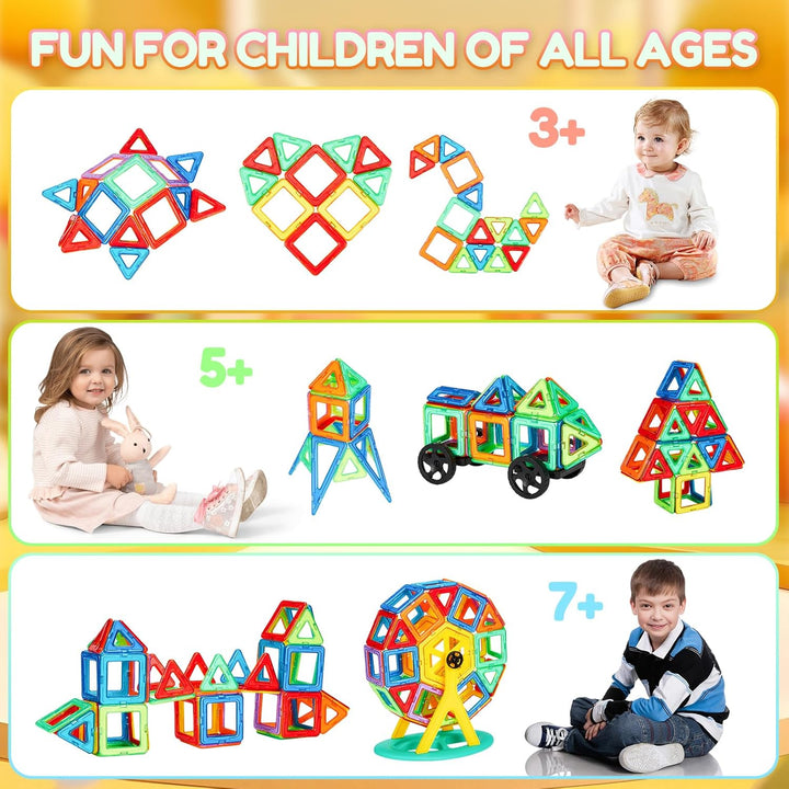 COOLJOYA Magnetische Bausteine 42 Teile | STEM Magnet Bausteine für Kinder | Magnet Montessori Spiel