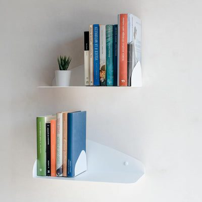 MILUKA Wandregal Weiss 35 cm | 2er Set Bücherregal Wand mit Magnetische Buchstütze | Bücher Regal Hä