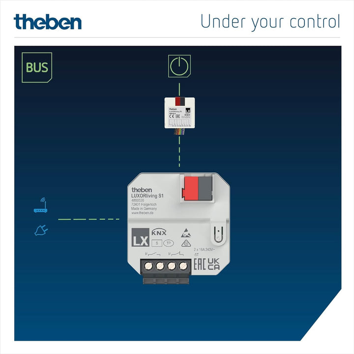 Theben 4800520 LUXORliving S1-1-fach UP-Schaltaktor - Öffner/Schliesser - Schalten - Verzögerung - I