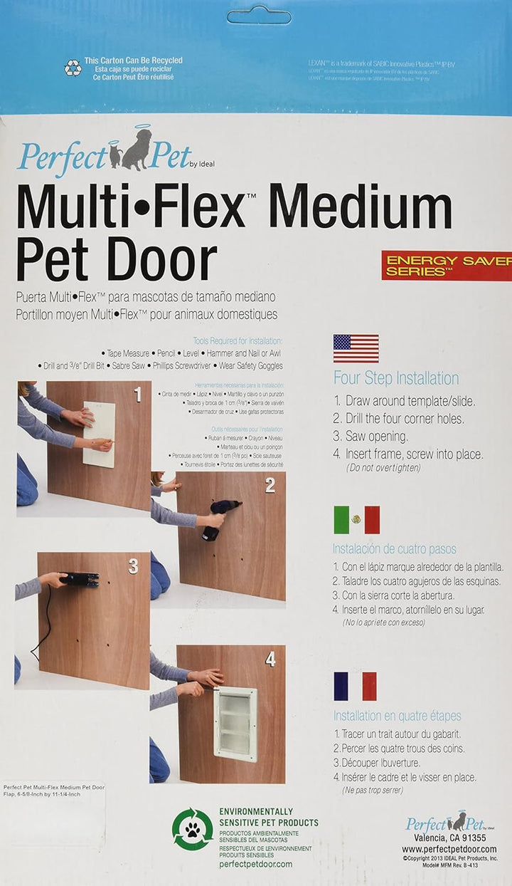 Perfect Pet Multi-Flex-Haustiertür, mittelgross, 16,2 x 28,6 cm Klappengrösse Weiss/Opulenter Garten