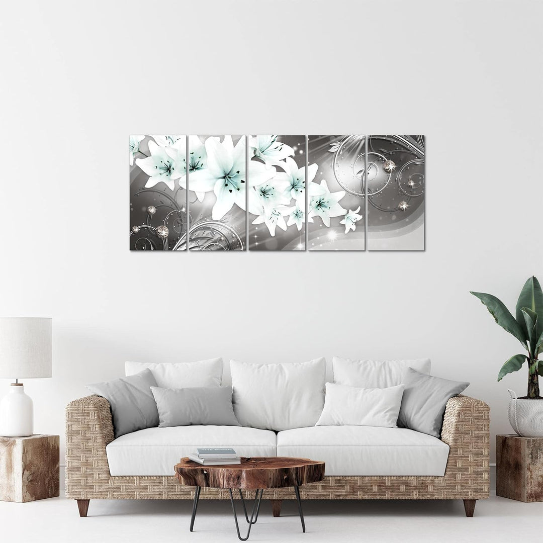 Runa Art Bild Blumen Lilien Wandbilder auf Vlies Leinwand 5 Teilig Wanddekoration Wohnzimmer Schlafz