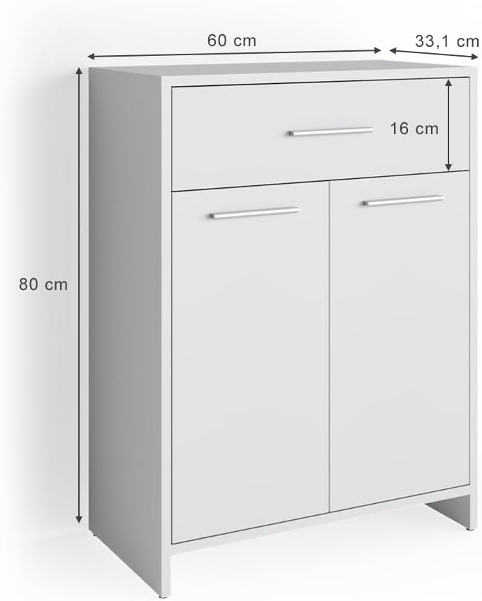 Vicco Midischrank Kiko, Weiss, 60 x 80 cm Weiss 60x80, Weiss 60x80