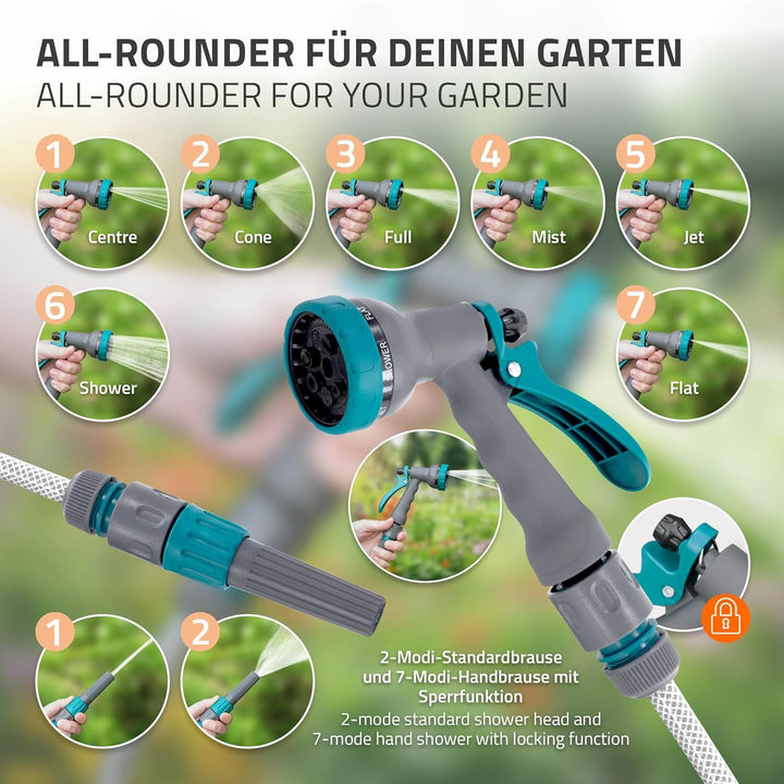 ECD Germany Schlauchaufroller 30m+2m, Schlauchtrommel, Wand-Schlauchbox RollUp mit Arretierstop und