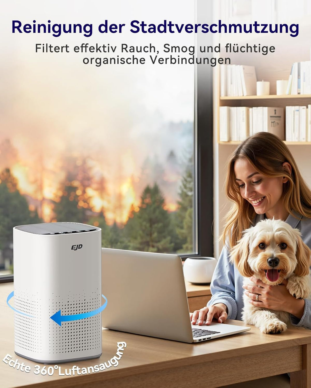 Luftreiniger für grosse Schlafzimmer bis zu 70 m² mit CADR 223 m³/h, leiser H13 HEPA-Luftreiniger mi