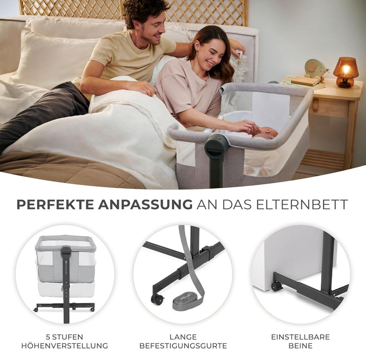 Kinderkraft Neste UP2 Beistellbett 2 in 1, Kinderreisebett mit Matratze Laken, 5-stufige Matratzenhö