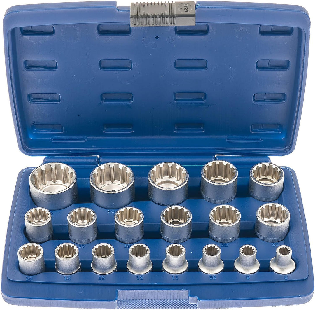 Satz A-SUNI9 Multi Steckschlüsselsatz Universal Antrieb 12,5mm (1/2") 19tlg. Multi Fit Zoll metrisch