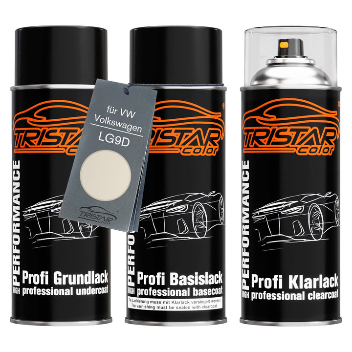 Autolack Spraydosen Set für VW/Volkswagen LG9D Perlmuttweiss Metallic/Perlmutt Weiss Metallic Grundl