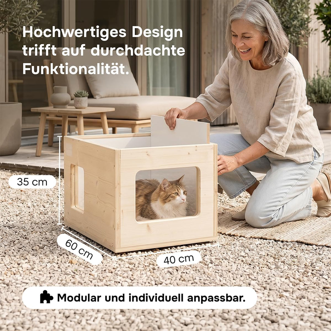 catcabin Katzenhaus für Draussen, Winterfest, Isoliert, Massivholz, Made in Germany, Outdoor Katzenh