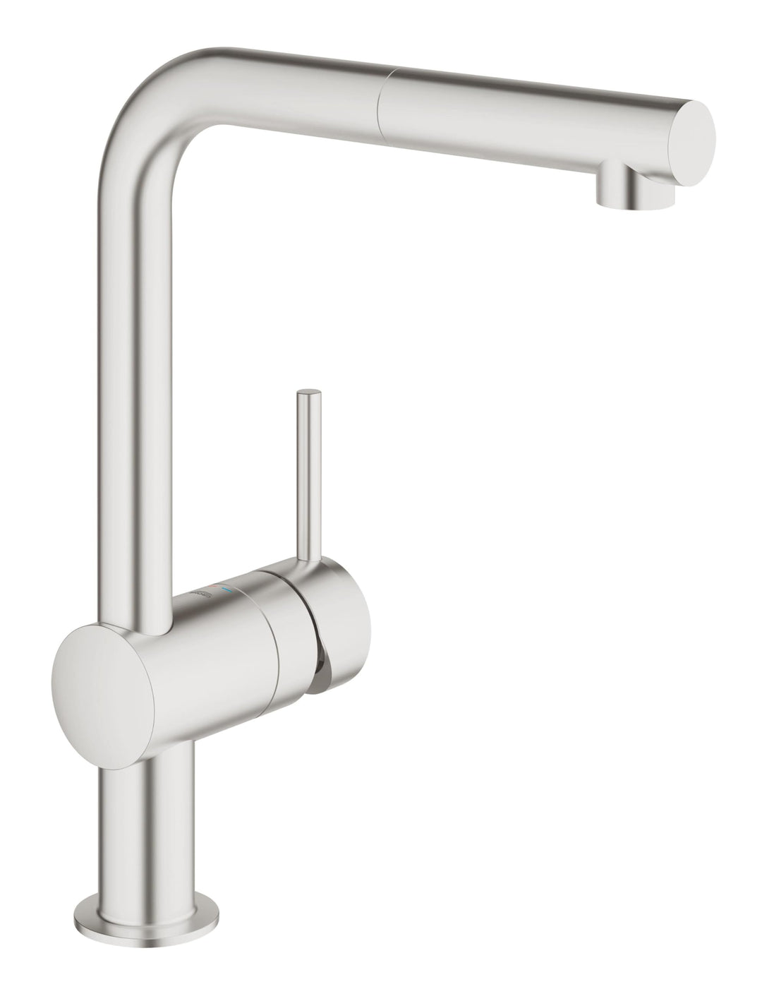 GROHE Minta - Einhand-Spültischbatterie (L-Auslauf, Schwenkbereich 360°, Einlochmontage), supersteel