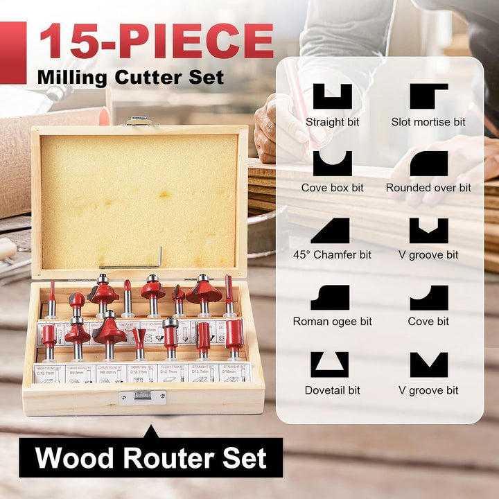 Holzbearbeitungsrouter, Palm Route 800W, Palm Router Mit 15-tlg Fräser Set | 220 V Elektriklaminat T