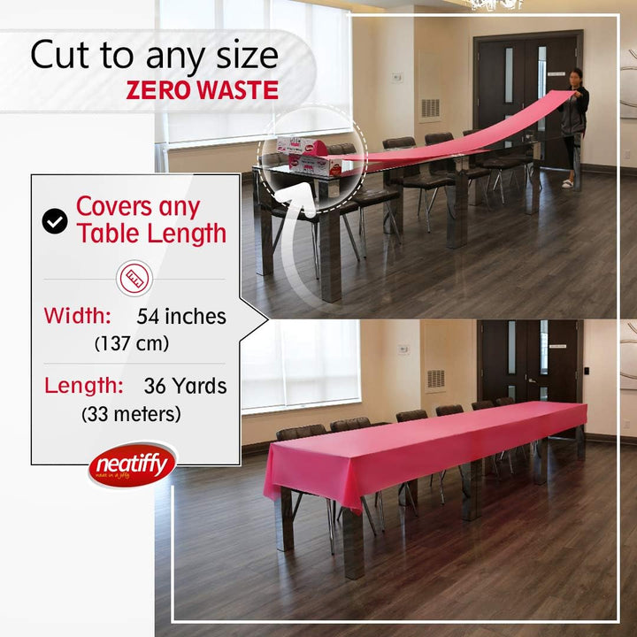 Neatiffy 137 cm x 30 m Einweg-Tischdecke aus Kunststoff, Party-/Bankett-Tischdecke, Tischdecken für