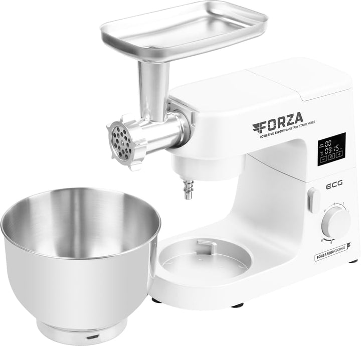 ECG FORZA 5500 Giorno Bianco Küchenmaschine 1500W Touch Display Edelstahl/Weiss