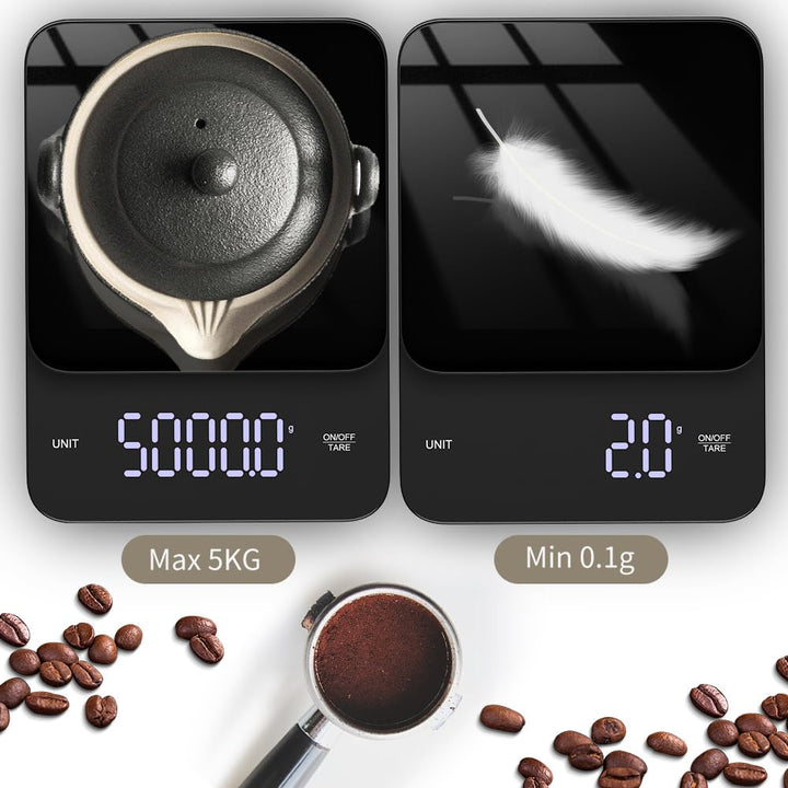 Küchenwaage Digital, Glas Digitale Waage Elektronische, USB-Aufladung, Kaffeekochen Wiegen, Hochpräz