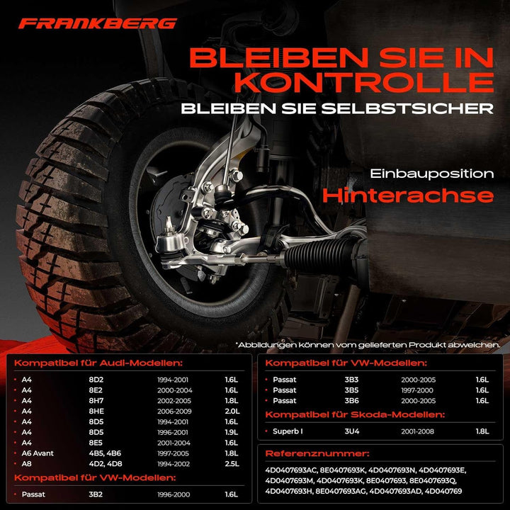 Frankberg Querlenker Vorderachse unten Hinten Links Kompatibel mit A4 1994-2009 A6 1997-2005 A8 1994