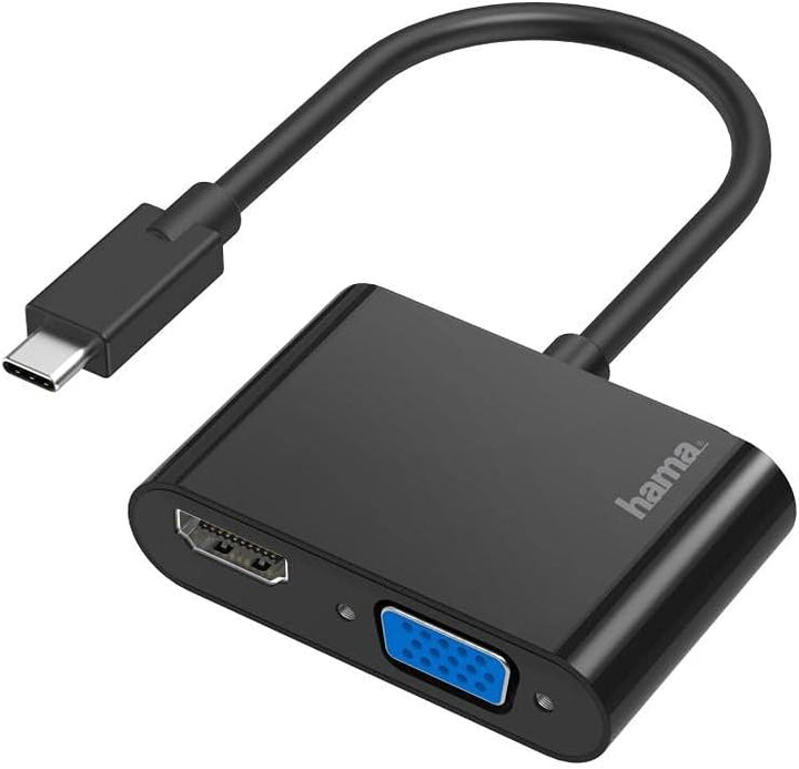 Hama USB C auf VGA und HDMI Adapter, 4K Ultra HD, Full HD 1080p (2in1 USB C Adapter mit HDMI Buchse