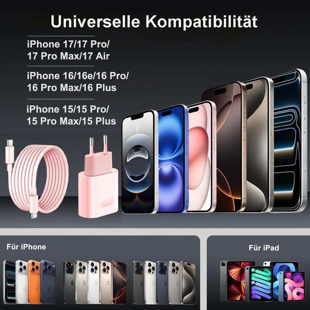 USB C Ladegerät Ladekabel für iPhone 17 16 16e 15/17 16 15 Pro/17 16 15 Pro Max/Plus,2Pack 25W USB C