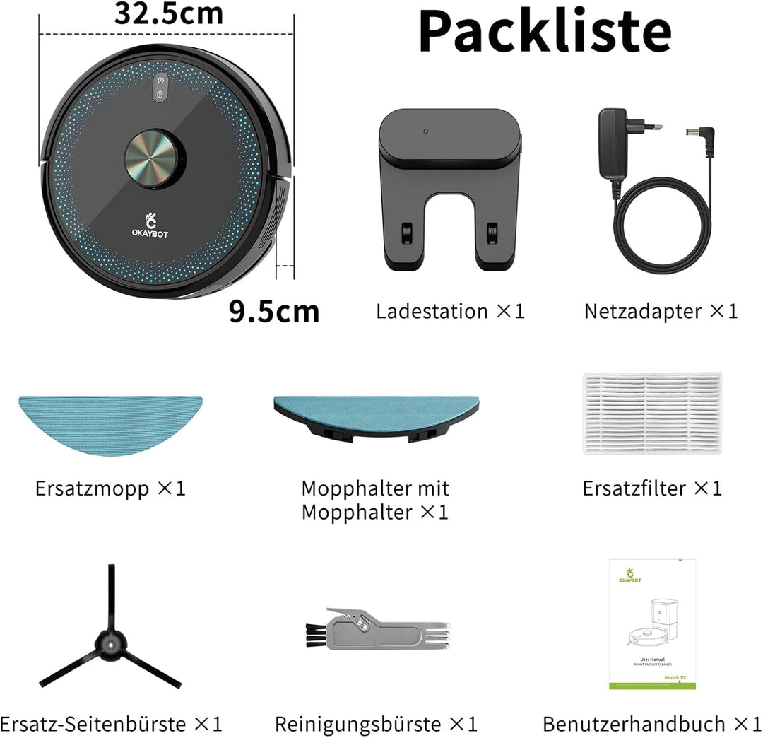 V1 Saugroboter mit Wischfunktion 4000Pa, Staubsauger Roboter 3 in 1 mit LiDAR Navigation, 120Min Lau