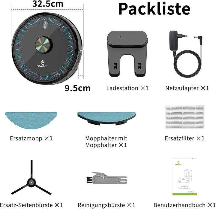 V1 Saugroboter mit Wischfunktion 4000Pa, Staubsauger Roboter 3 in 1 mit LiDAR Navigation, 120Min Lau