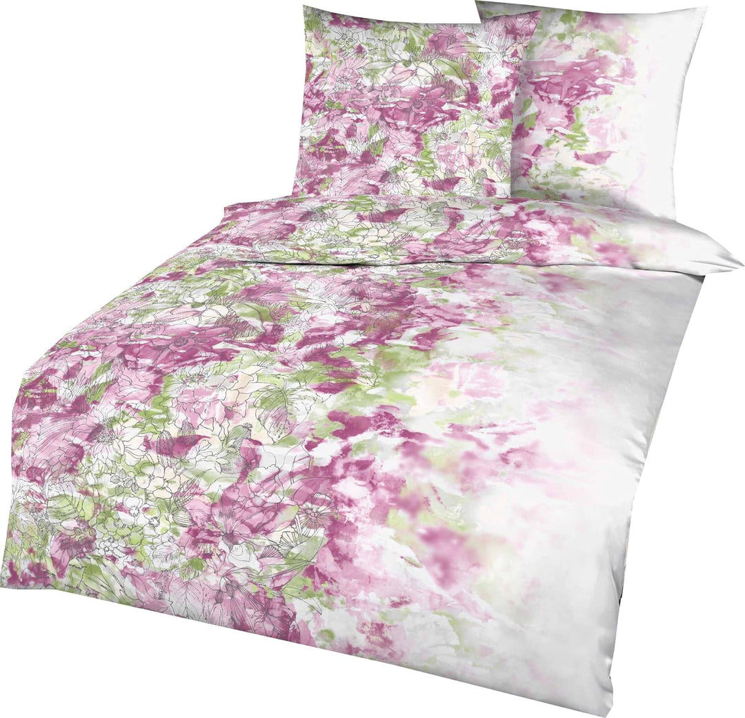 Kaeppel Sweet Home Mako Satin Bettwäsche Wild Paradise Grösse 155x220+80x80 cm Farbe Pink 155 x 220