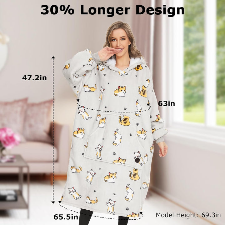 THREE POODLE Decken Hoodie, Oversize Hoodie Decken Pullover Kuschelpullover für Damen Herren Kinder,