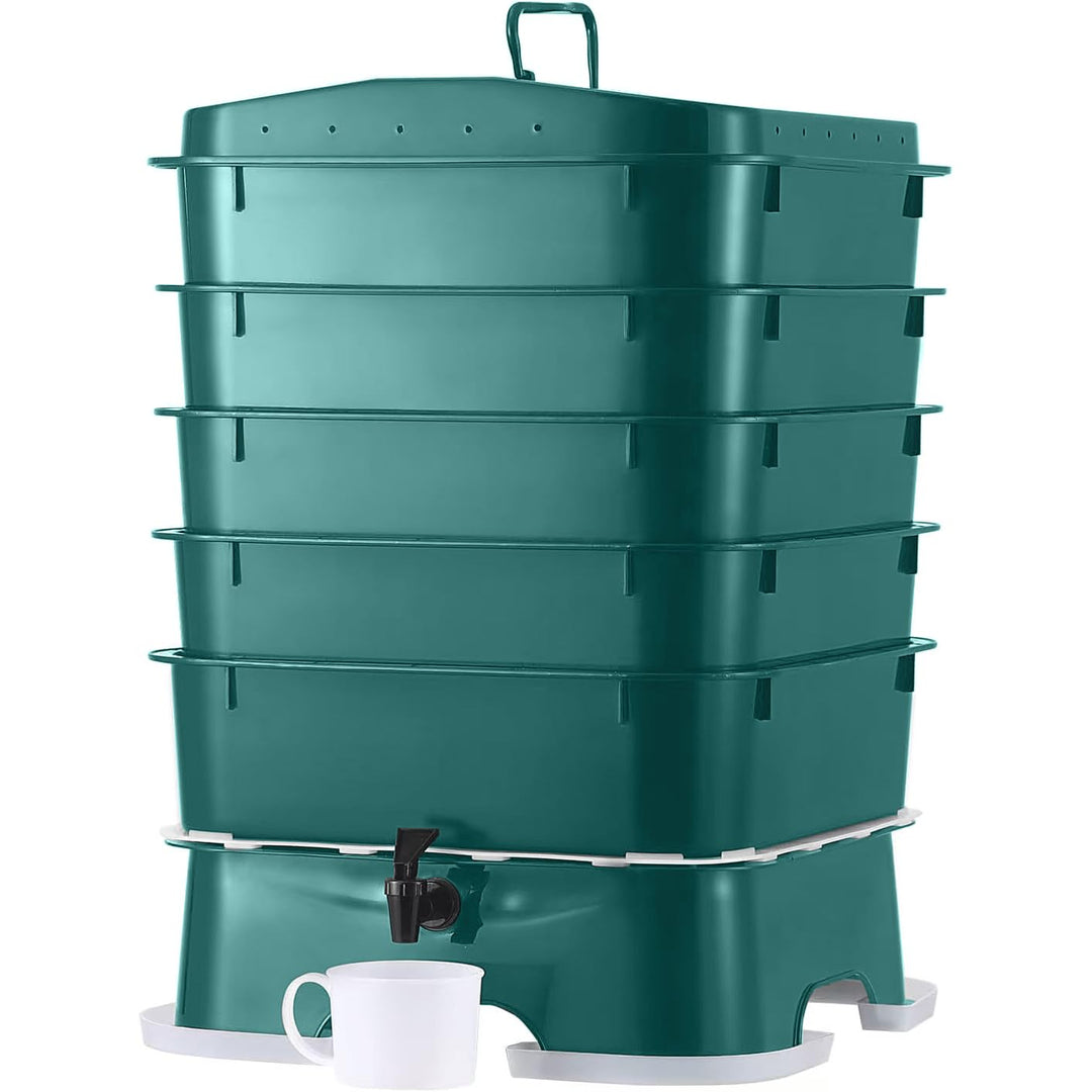 Plus Komposteimer mit 5 Fächern - einfacher Aufbau und nachhaltiges Design Roten, Roten