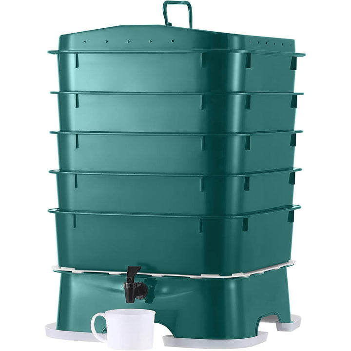 Plus Komposteimer mit 5 Fächern - einfacher Aufbau und nachhaltiges Design Roten, Roten