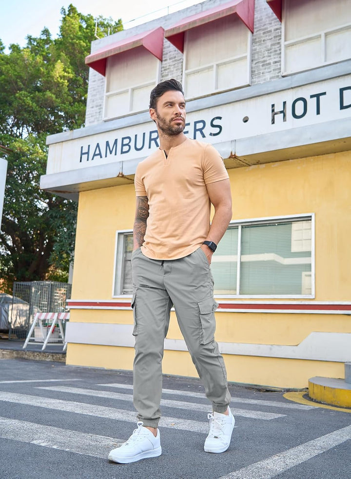 Cargohose Herren Lang Casual Jogginghose Stretch Arbeitshosen Regular Fit Cargo Hosen Elastische Her