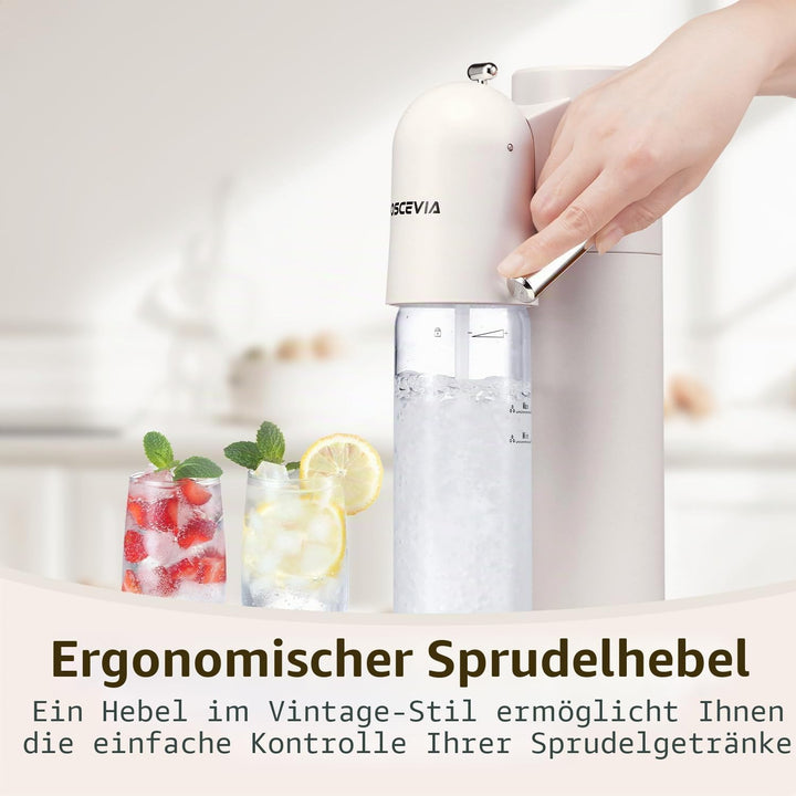 Wassersprudler mit Kunststoffflasche (1L + 1L) – Wasser Sprudler für Zuhause, Sprudelwasser Maschine