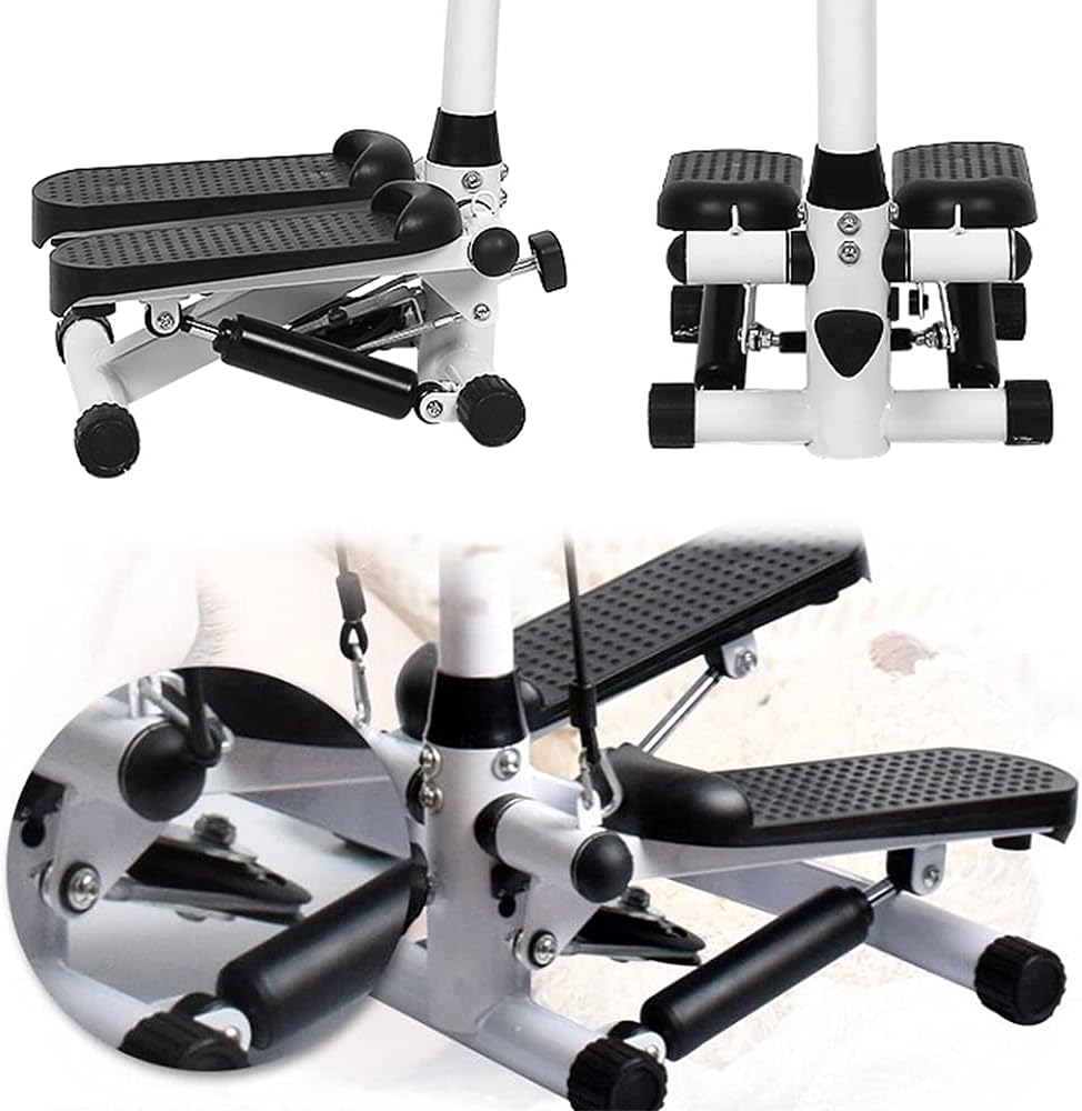 Mini Stepper Fitnessgerät für Zuhause, Hydraulischer Heimtrainer mit Widerstandsbändern &amp; LCD Displa