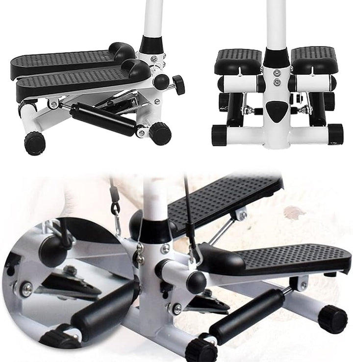 Mini Stepper Fitnessgerät für Zuhause, Hydraulischer Heimtrainer mit Widerstandsbändern &amp; LCD Displa