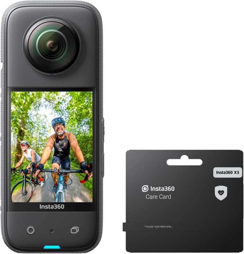 Insta360 X3 mit X3 Care Garantiekarte - wasserdichte 360°-Action-Kamera mit 48MP 1/2"-Sensoren, 5,7K