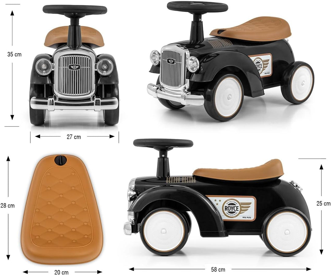 Vintage-Fahrzeug Royce von Milly Mally - Retro Rutschauto mit Hupe, Stauraum und Eva-Rädern für Kind