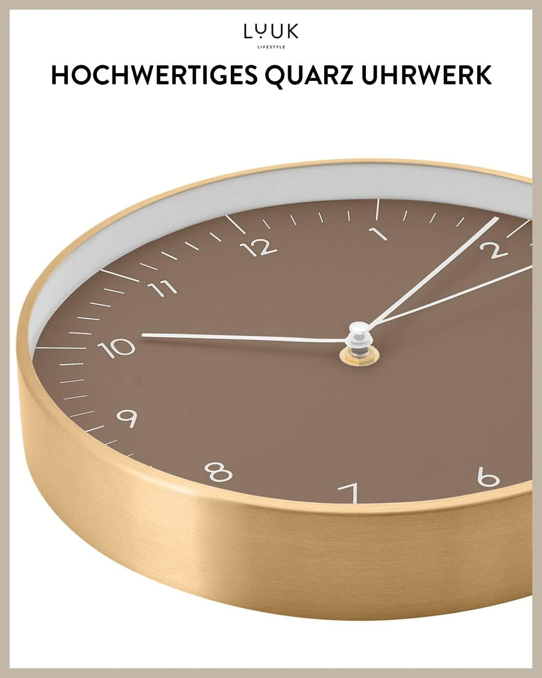 LUUK LIFESTYLE Skandinavische Quarz Wanduhr mit leisem Uhrwerk, ohne Ticken, nordisches Design, Gesc