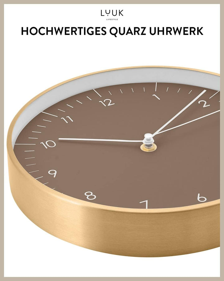 LUUK LIFESTYLE Skandinavische Quarz Wanduhr mit leisem Uhrwerk, ohne Ticken, nordisches Design, Gesc