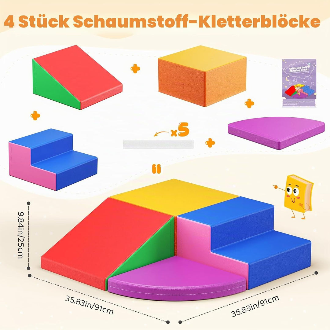 Baby-Schaumstoffbausteine, Softplay-Set für Kleinkinder von 1–3 Jahren, Baby-Kletterturm mit Rutsche