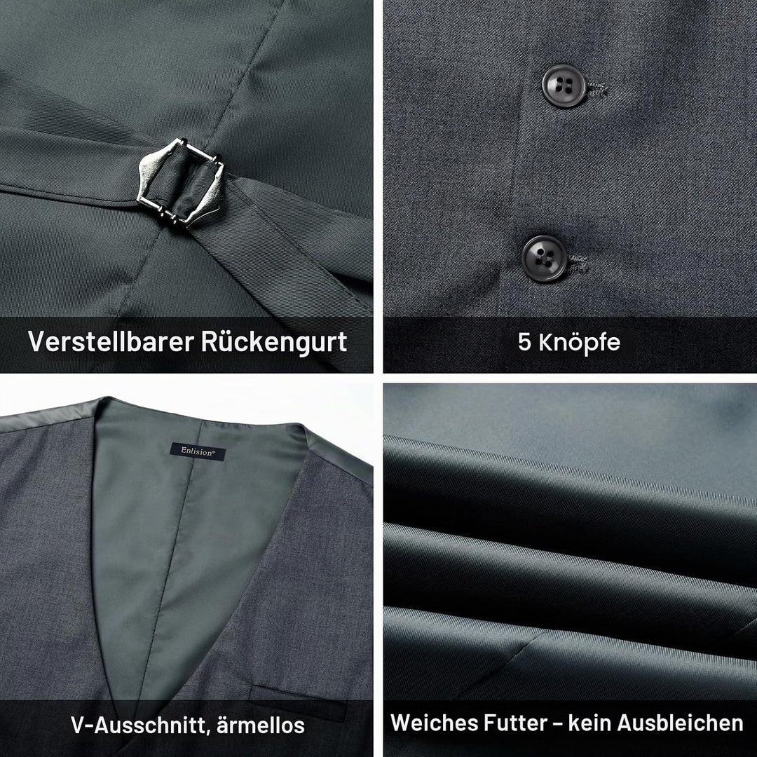 Enlision Anzugweste für Herren Formelle Einfarbige Weste Hochzeit Elegant Anzugwesten Business Weste