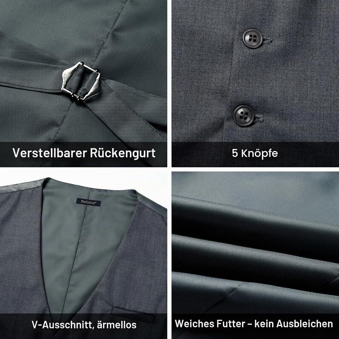 Enlision Anzugweste für Herren Formelle Einfarbige Weste Hochzeit Elegant Anzugwesten Business Weste