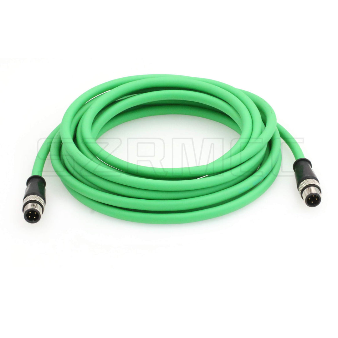 SZRMCC M12 Ethernet Kabel D-Code 4 Pin auf 4 Pin Stecker HighFlex Abgeschirmtes Netzwerkkabel für In