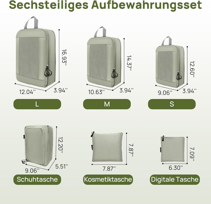 Koffer Organizer Kompression Set, Packwürfel Set Kompression Ihres Reisegepäcks, Compression Packing