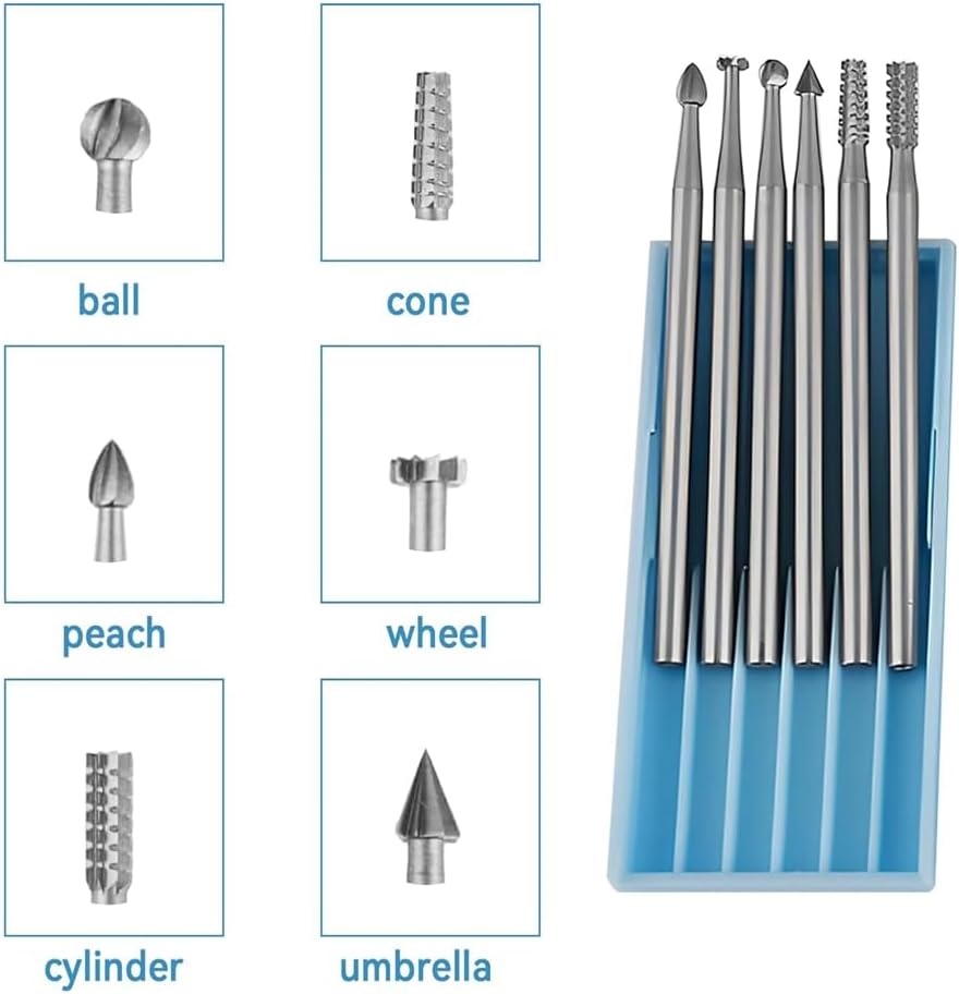 24 Stück 3/32 (2,3 mm) Holzschnitzbohrer mit Rundem Schaft Aus Wolframstahl für Rotationswerkzeuge,