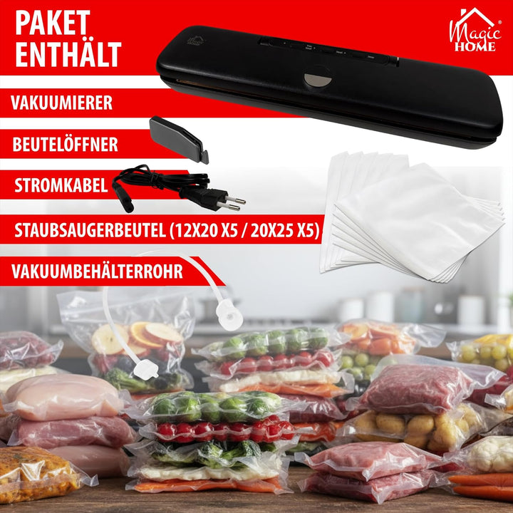MAGIC HOME Vakuumiergerät & Vakuumierer | Vakuumiergerät für Lebensmittel & Folienschweissgerät | Va