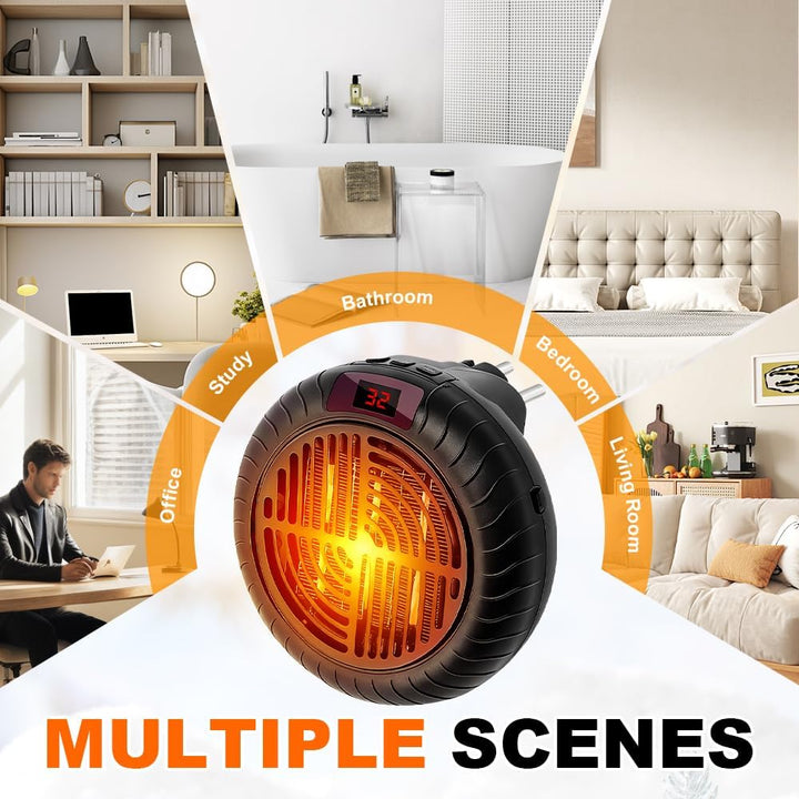 Mini Heizlüfter Steckdose, 900W Steckdosen Heizlüfter mit Fernbedienung Steckdosenheizung Keramik mi