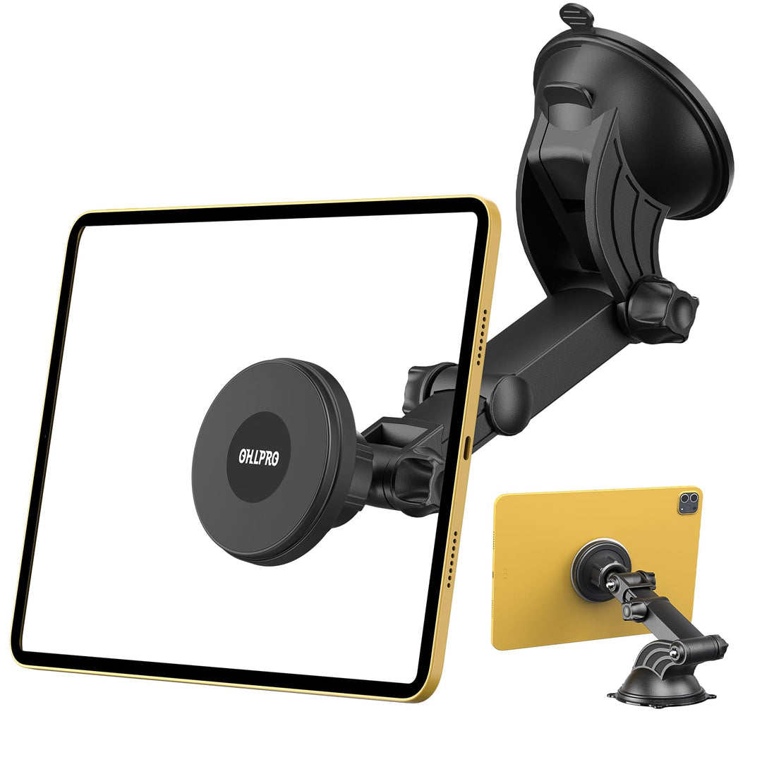 OHLPRO Tablet Halterung Auto,360° Drehung Tablethalterungen 18cm Ausziehbare Arm+ Waschbar Saugnapf,