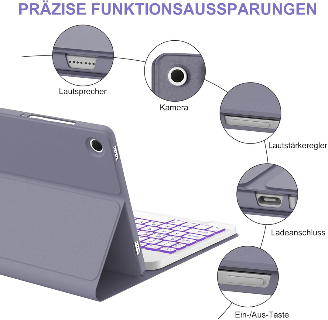 Hülle mit Tastatur für Samsung Galaxy Tab A11+ 11" (2025) & Galaxy Tab A9+ 11" (2023) – Deutsch Keyb