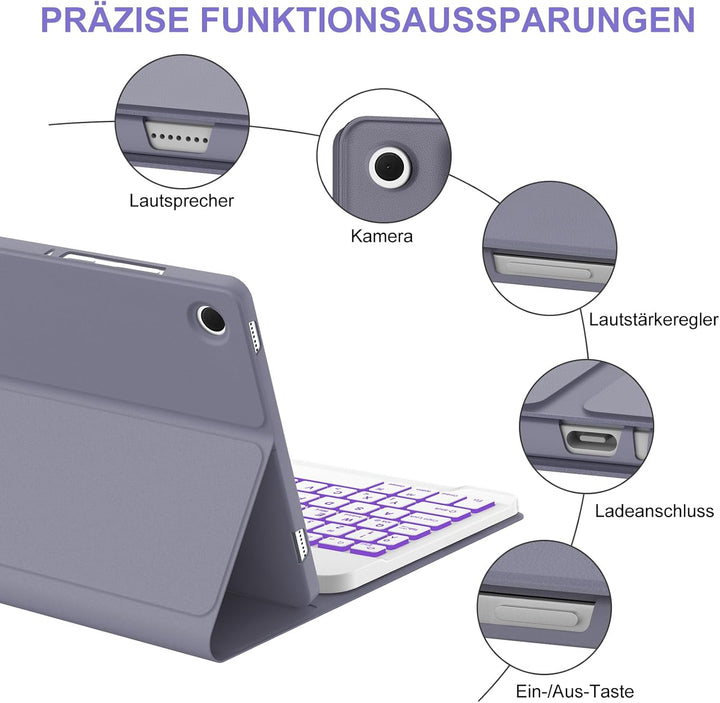 Hülle mit Tastatur für Samsung Galaxy Tab A11+ 11" (2025) & Galaxy Tab A9+ 11" (2023) – Deutsch Keyb