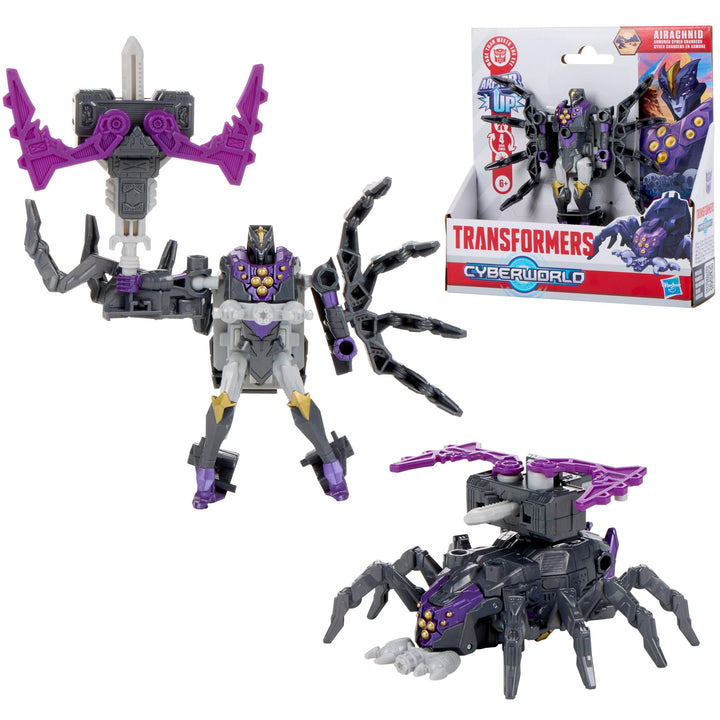 Transformers CYBERWORLD Airachnid Cyber Changers mit Panzerung Action-Figur (10 cm), schneller Wechs