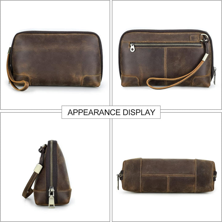 Contacts Männer Leder Reissverschluss Karte Passport Pocket Bill Wallet Geldbörse Handytasche Kaffee