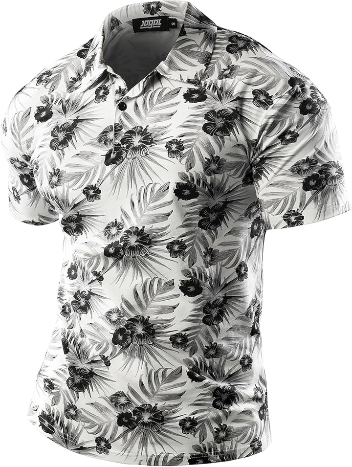 JOGAL Herren Golf Poloshirts Kurzarm Floral Sommer Freizeithemd Regular Fit Sport Outdoor Polo Tshir