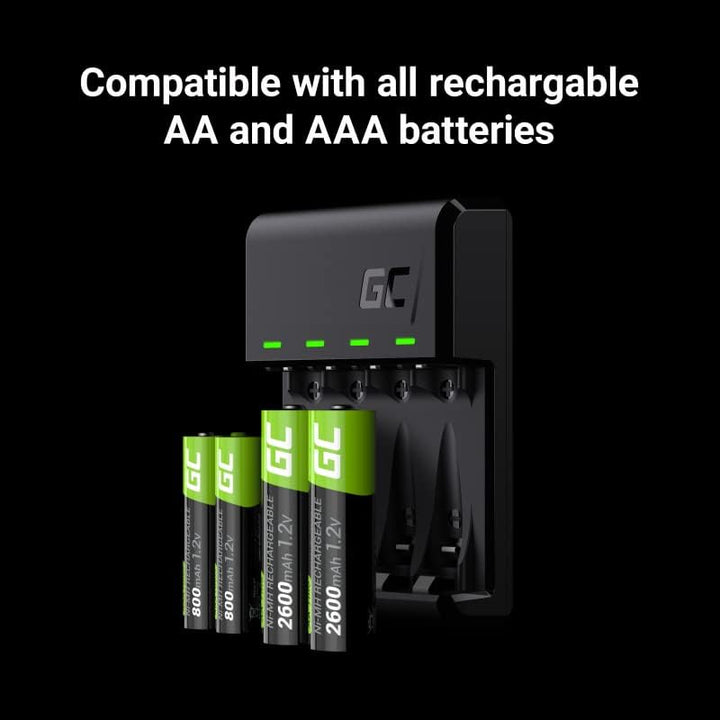 Green Cell VitalCharger Batterieladegerät Ladegerät + 4X AAA 800mAh für NI-MH AA AAA R6 R03 Mignon A