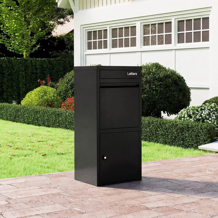 COSTWAY Paketbox, Paketbriefkasten mit Paketfach, Brief- und Paketabgabeschlitz, Postbox aus Metall